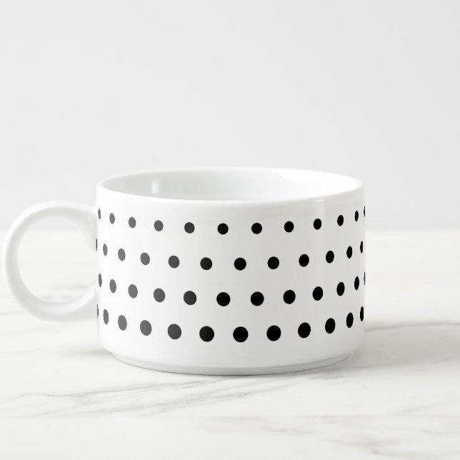 Black Polka Dots Modern White Bowl (Right)