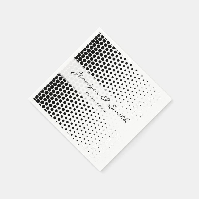 Black Polka Dots Modern White Napkins (Corner)