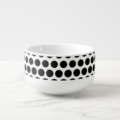 Black Polka Dots Modern White Soup Mug