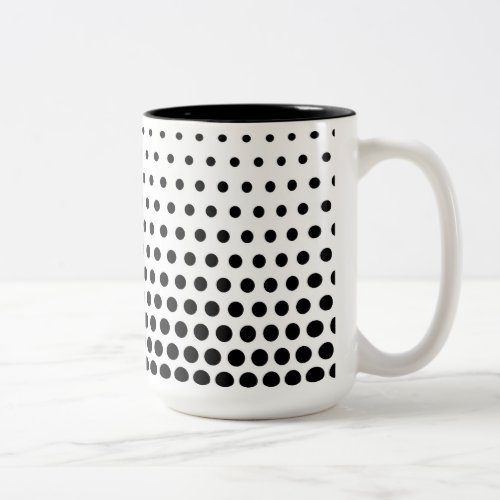 Black Polka Dots Modern White Two_Tone Coffee Mug