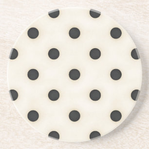 Black Polka Dots on Antique White Distressed Coaster