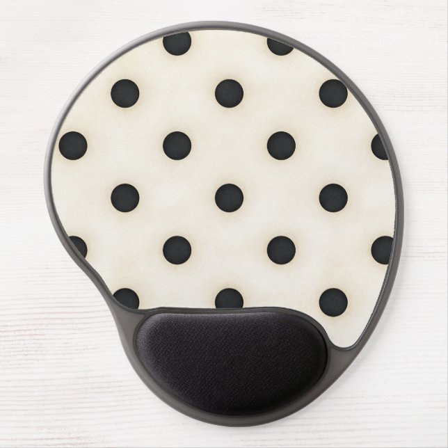 Black Polka Dots on Antique White Distressed Gel Mouse Pad (Front)