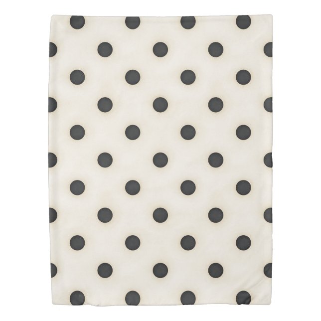 Black Polka Dots on Antique White Duvet Cover (Front)