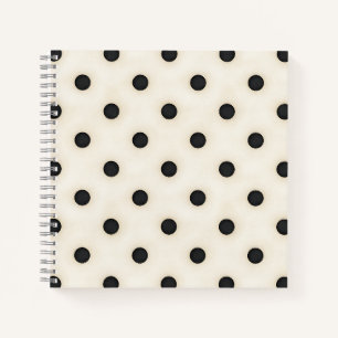 Black Polka Dots on Antique White Notebook
