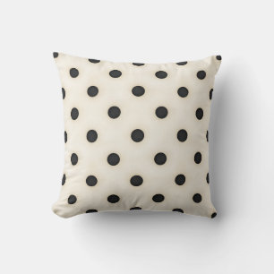 Black Polka Dots on Antique White Throw Pillow