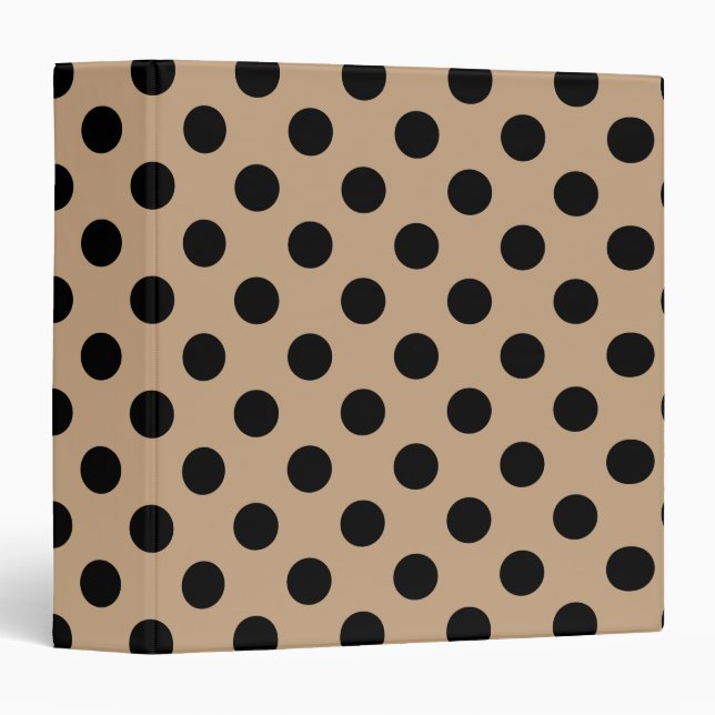 Black polka dots on beige 3 ring binder (Front/Spine)