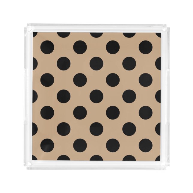 Black polka dots on beige acrylic tray (Front)
