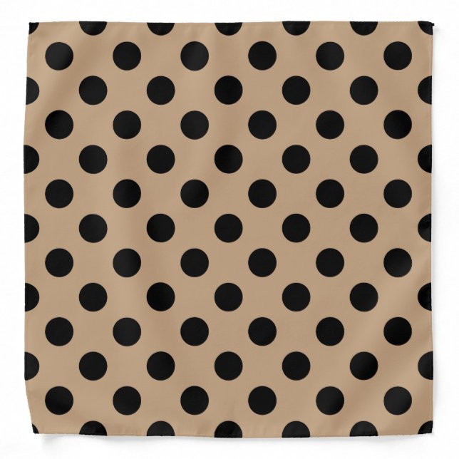 Black polka dots on beige bandana (Front)