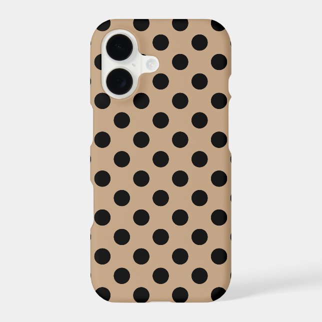 Black polka dots on beige Case-Mate iPhone case (Back)