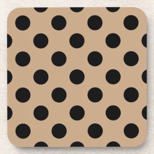 Black polka dots on beige coaster