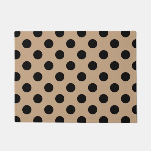 Black polka dots on beige doormat