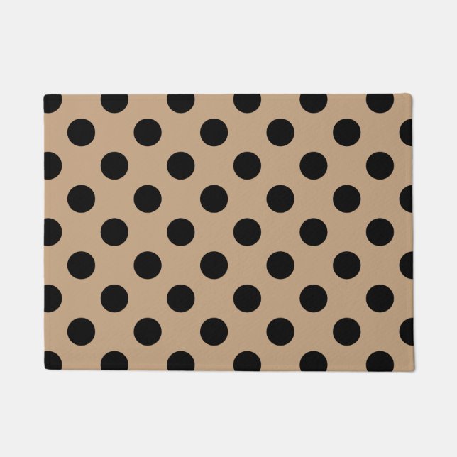 Black polka dots on beige doormat (Front)