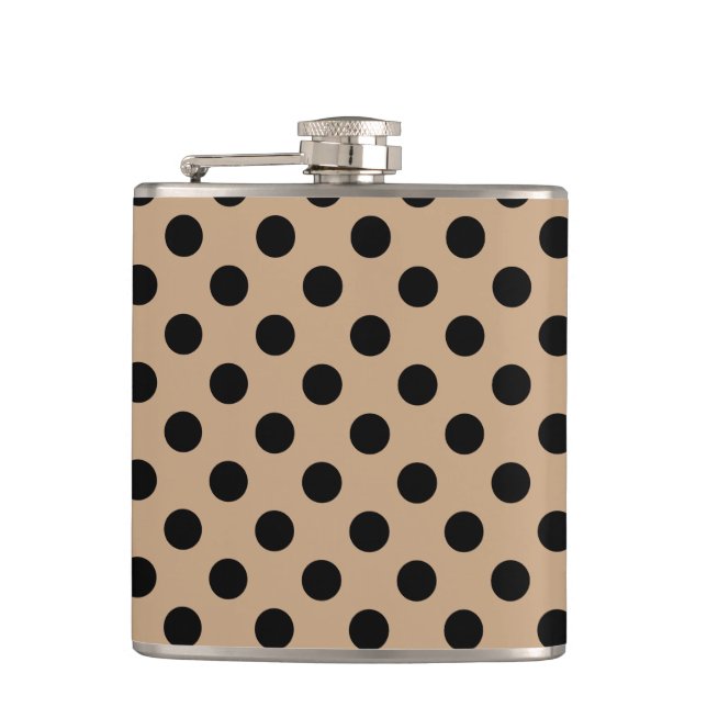 Black polka dots on beige flask (Front)