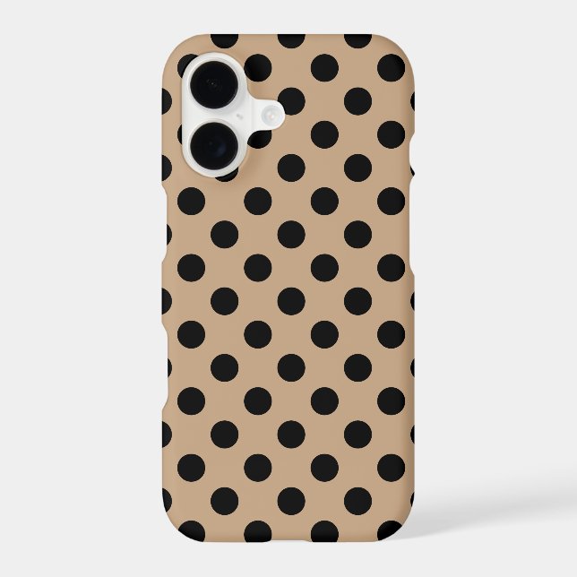 Black polka dots on beige iPhone case (Back)