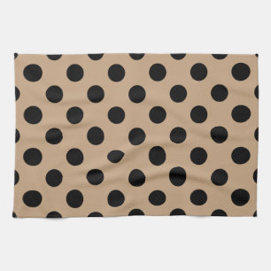 Black polka dots on beige kitchen towel
