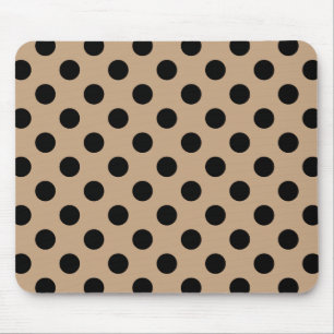Black polka dots on beige mouse pad