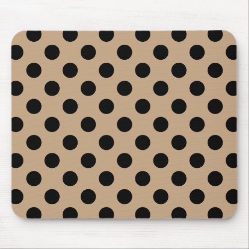 Black polka dots on beige mouse pad