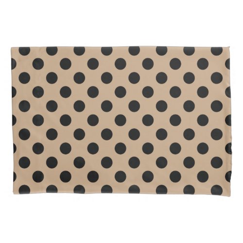 Black polka dots on beige pillow case