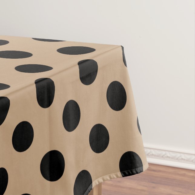 Black polka dots on beige tablecloth (In Situ)