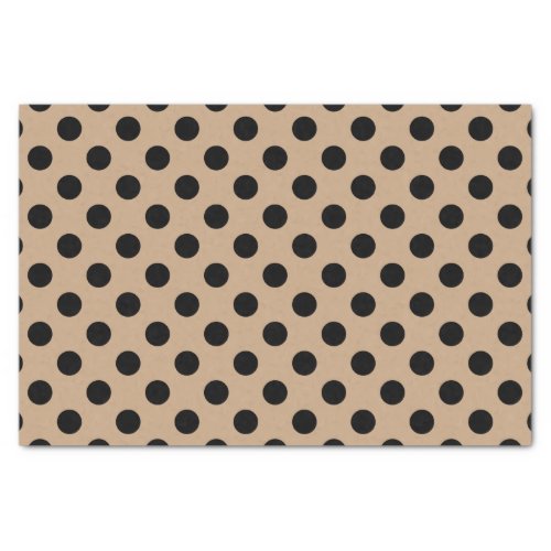 Black polka dots on beige tissue paper