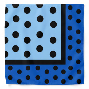 Black Polka Dots on Blues Bandana