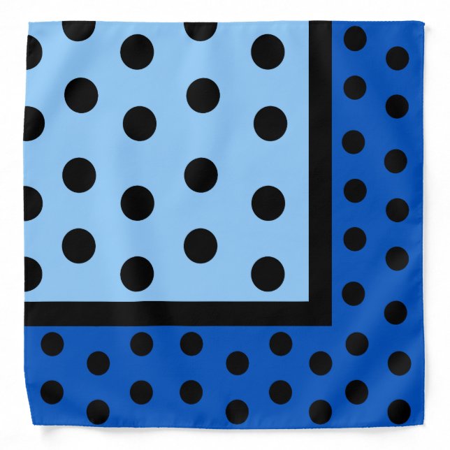 Black Polka Dots on Blues Bandana (Front)