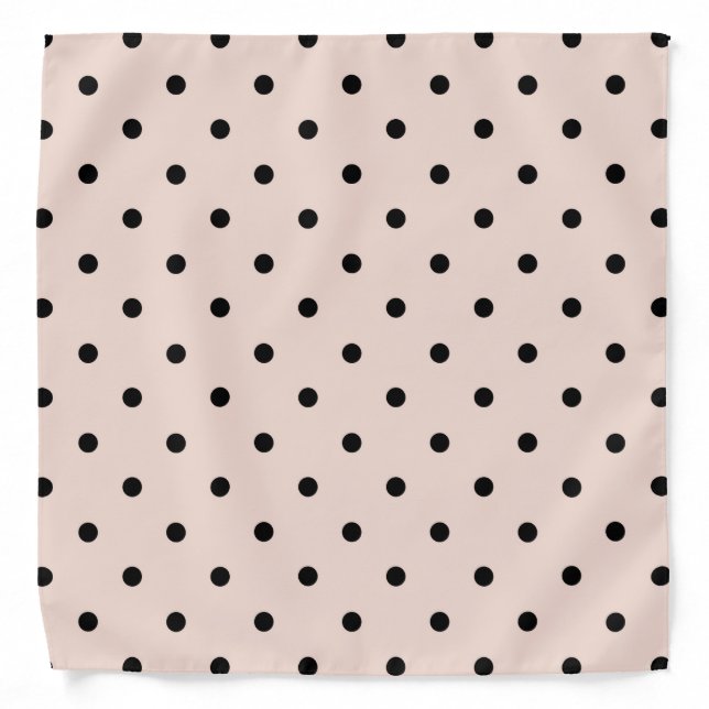Black Polka Dots on Blush Pink Bandana (Front)