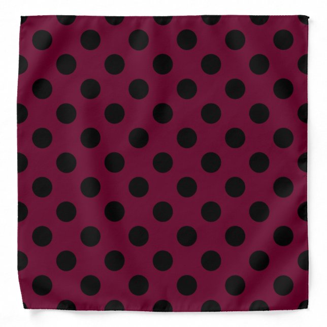 Black polka dots on burgundy bandana (Front)