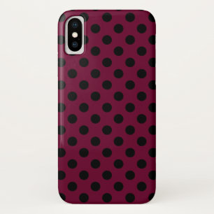Black polka dots on burgundy iPhone x case