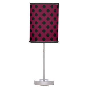 Black polka dots on burgundy table lamp