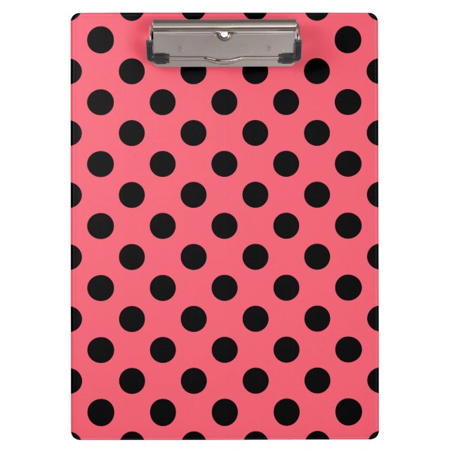 Black polka dots on coral clipboard (Front)