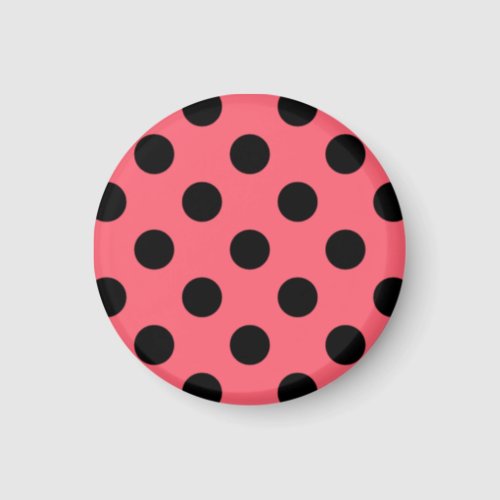 Black polka dots on coral magnet