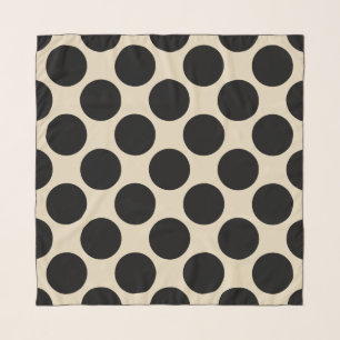 Black Polka Dots on Custom Cream Scarf