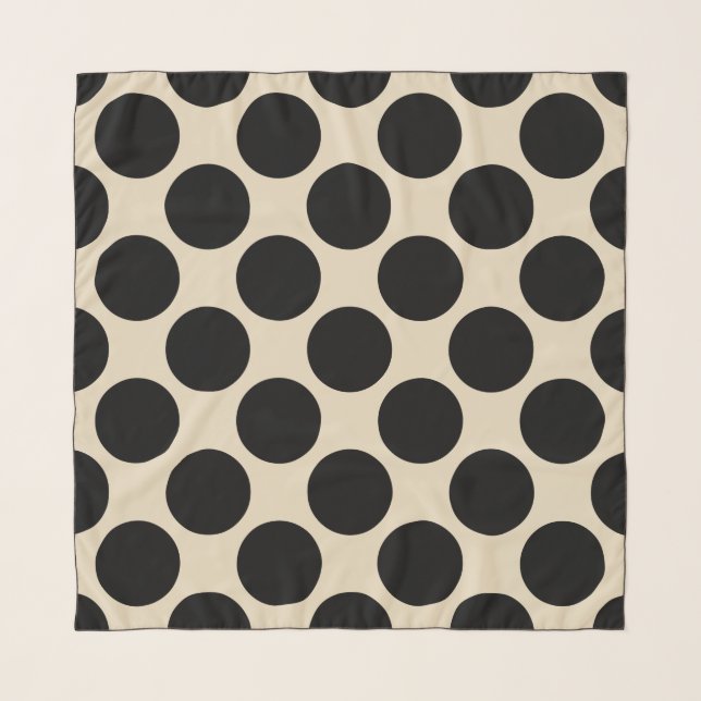 Black Polka Dots on Custom Cream Scarf (Front)