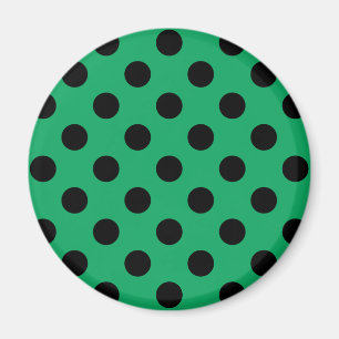 Black polka dots on fresh green magnet