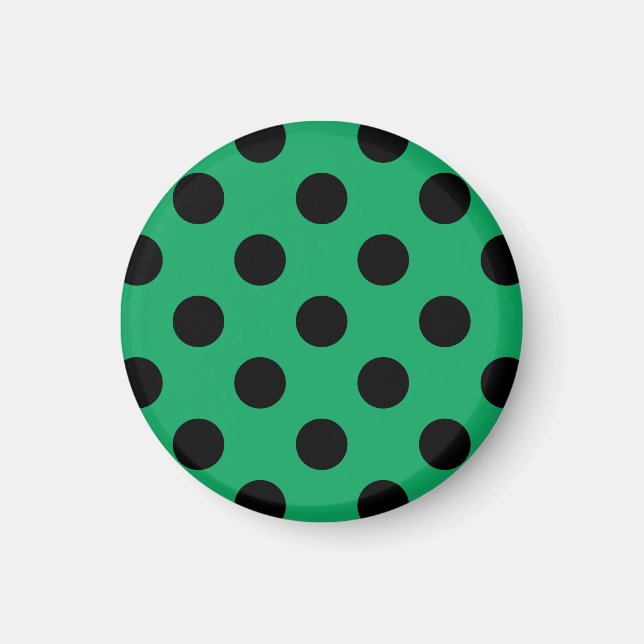 Black polka dots on fresh green magnet (Front)