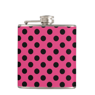 Black polka dots on fuchsia flask