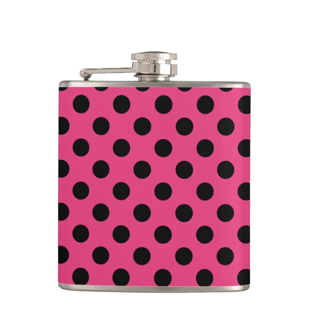 Black polka dots on fuchsia flask (Front)
