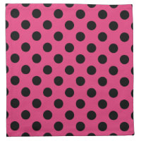 Black polka dots on fuchsia