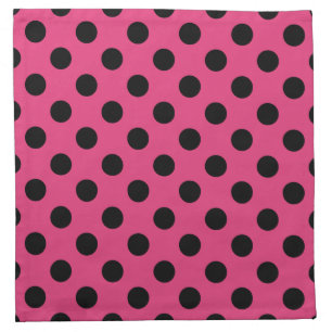 Black polka dots on fuchsia napkin