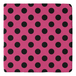 Black polka dots on fuchsia trivet