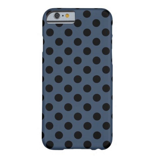Black polka dots on gray_blue barely there iPhone 6 case