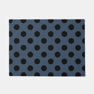Black polka dots on gray-blue doormat