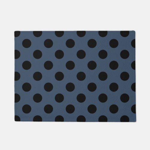 Black polka dots on gray_blue doormat