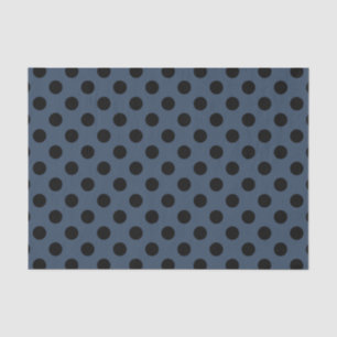 Black polka dots on gray-blue tissue paper