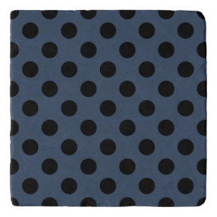 Black polka dots on gray-blue trivet