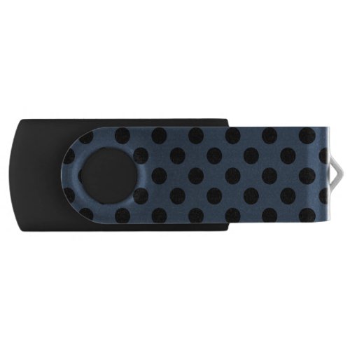 Black polka dots on gray_blue USB flash drive