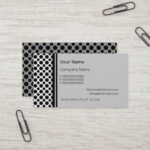 Black Polka Dots on Gray Custom Business Cards