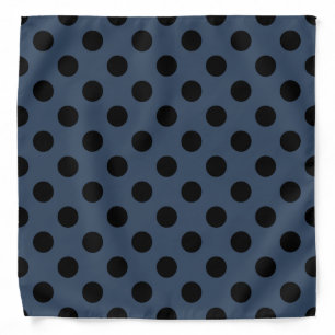 Black polka dots on grey-blue bandana