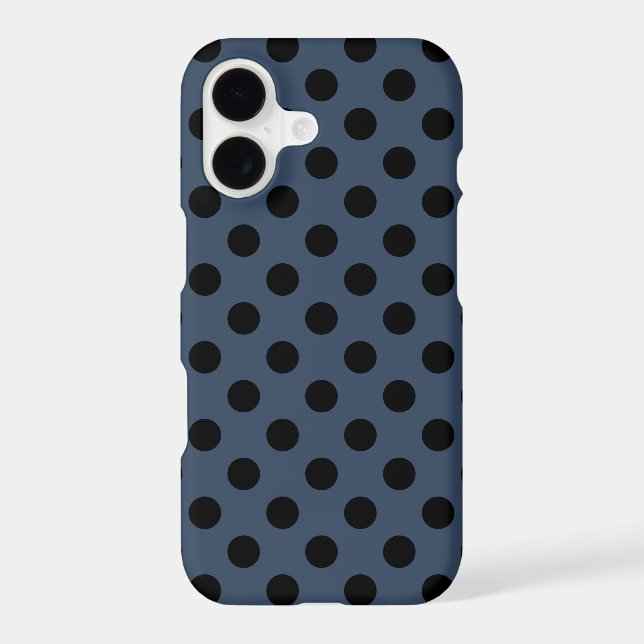 Black polka dots on grey-blue Case-Mate iPhone case (Back)